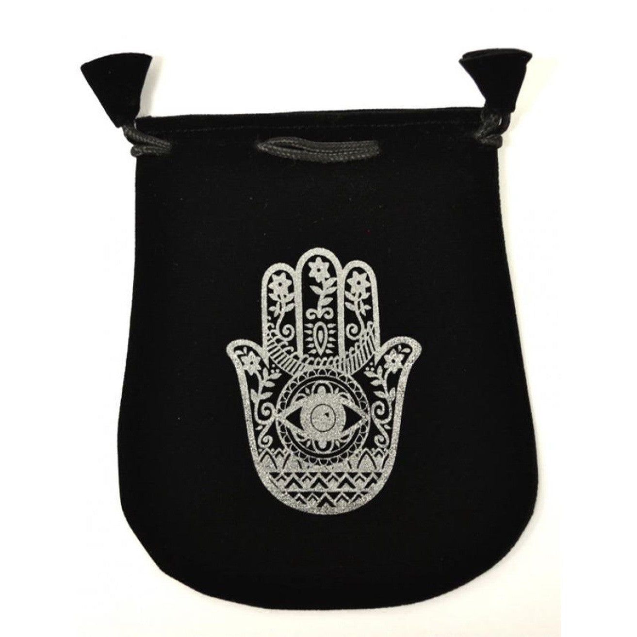 5&quot; x 5&quot; Black Velvet Bag - Hand of Compassion, SKU Y017-VBH, UPC 6016206796788