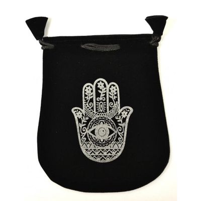 5&quot; x 5&quot; Black Velvet Bag - Hand of Compassion, SKU Y017-VBH, UPC 6016206796788