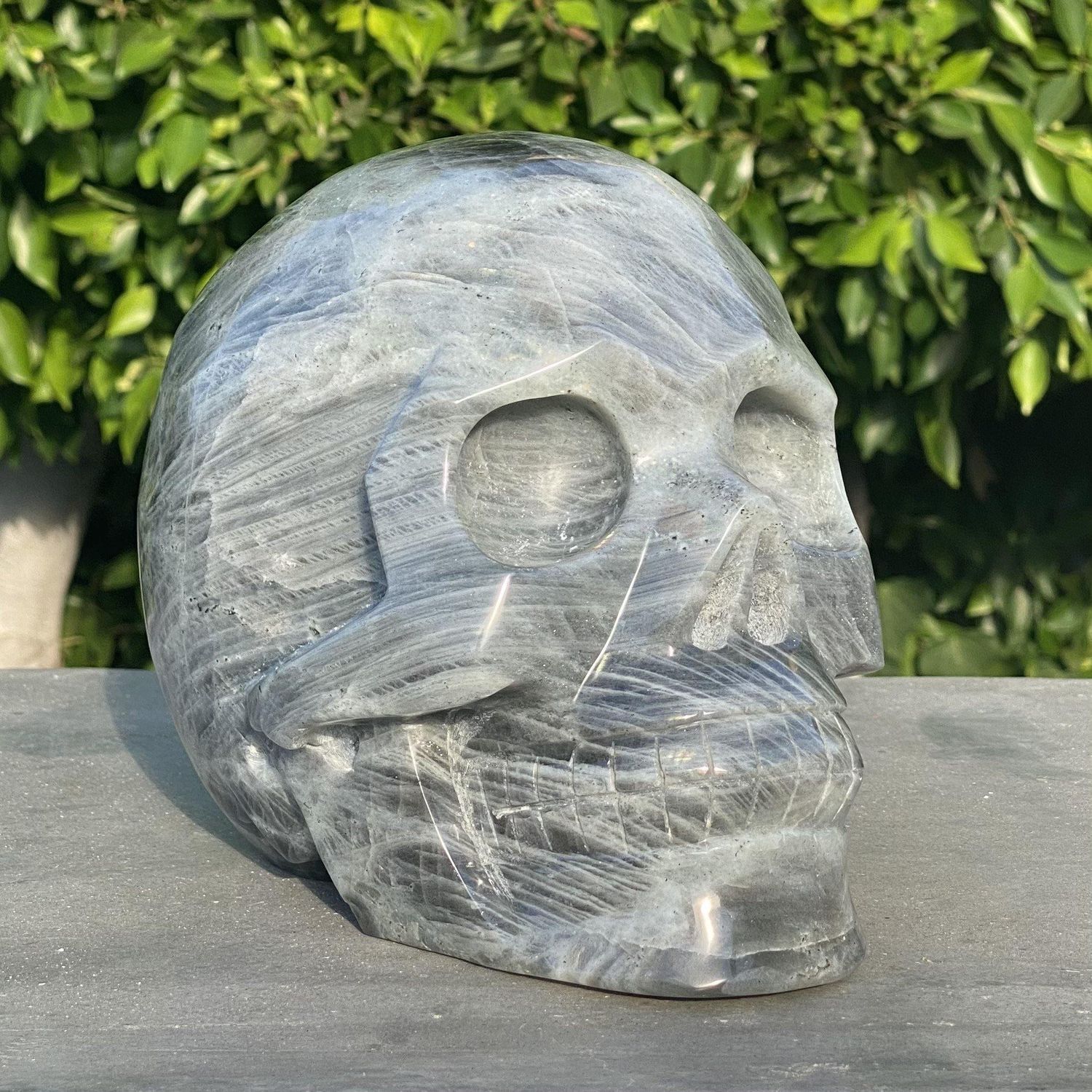 Natural Massive Labradorite Hand Carved Skull - 15.22 lbs (8 x 5.5 x 7 inch), SKU MP-292, UPC 60162…