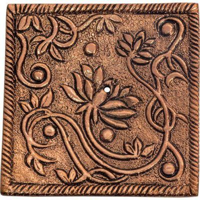 Aluminum Square Incense Holder Copper - Lotus, SKU KH-89654, UPC 6016201857866