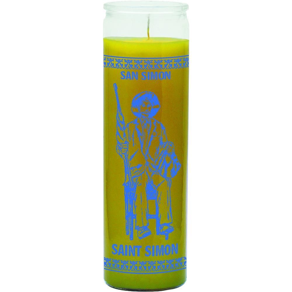 7 Day Glass Candle St. Simon - Yellow, SKU WP-575-812-12, UPC 6016204265286