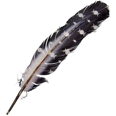 12&quot; Smudging Feather - Triple Moon, SKU KH-89617, UPC 6016201397393