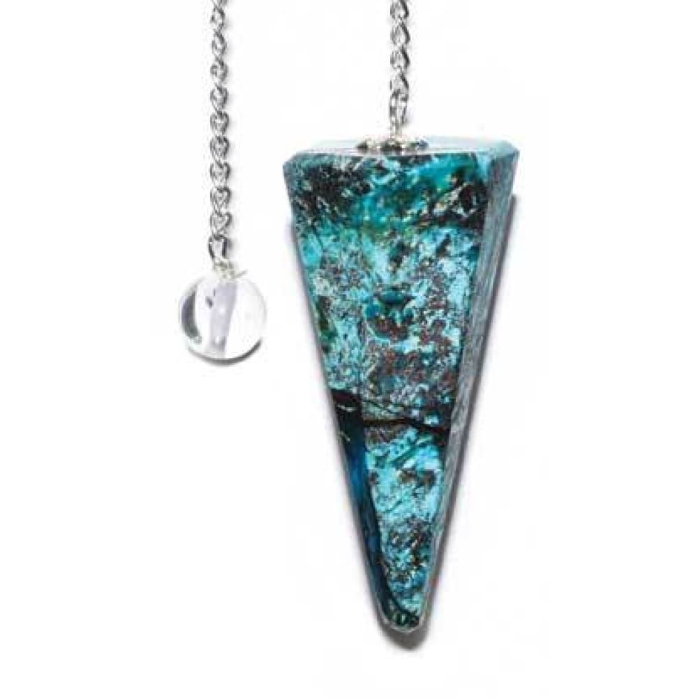 6-Sided Pendulum - Chrysocolla, SKU PEND-98, UPC 6016205215266