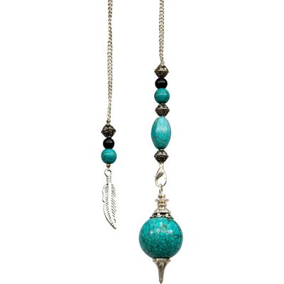 Pendulum Sephoroton - Turquoise with Feather, SKU KH-61352, UPC 6016214048039