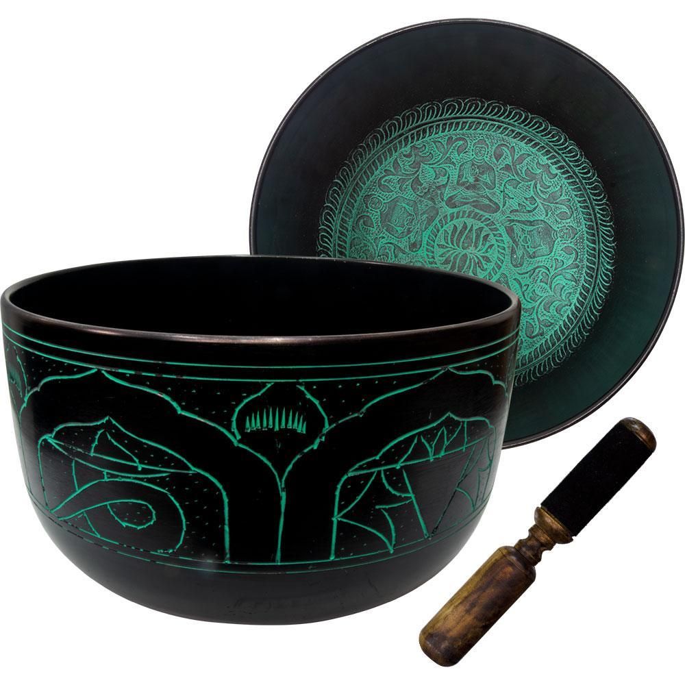 10&quot; Embossed Singing Bowl Flat Sides - Five Dhyani Buddhas, SKU KH-31186, UPC 6016208694679