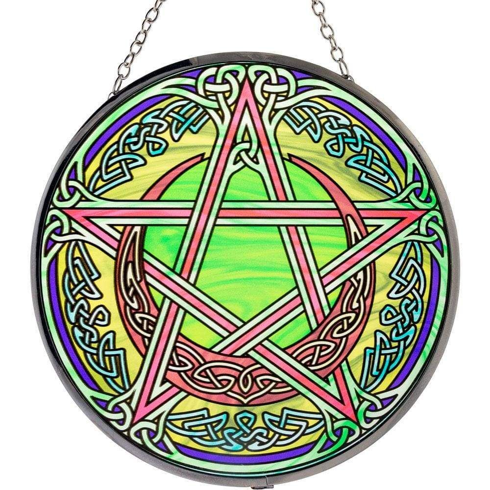 6&quot; Glass Suncatcher - Celtic Pentacle Celtic, SKU KH-63033, UPC 6016208143122