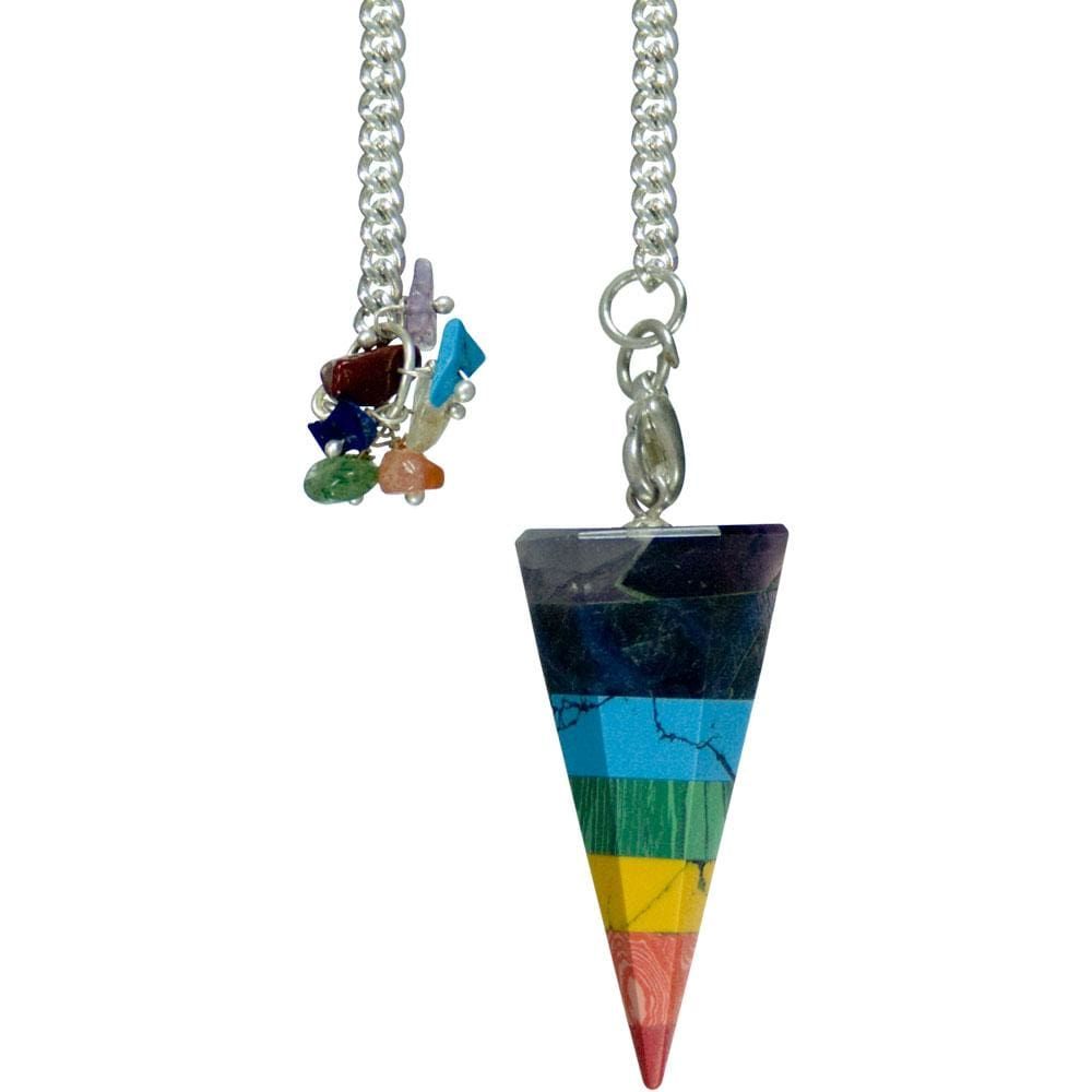 Hexagonal Pendulum - Chakra Stones, SKU KH-61270, UPC 6016231729744