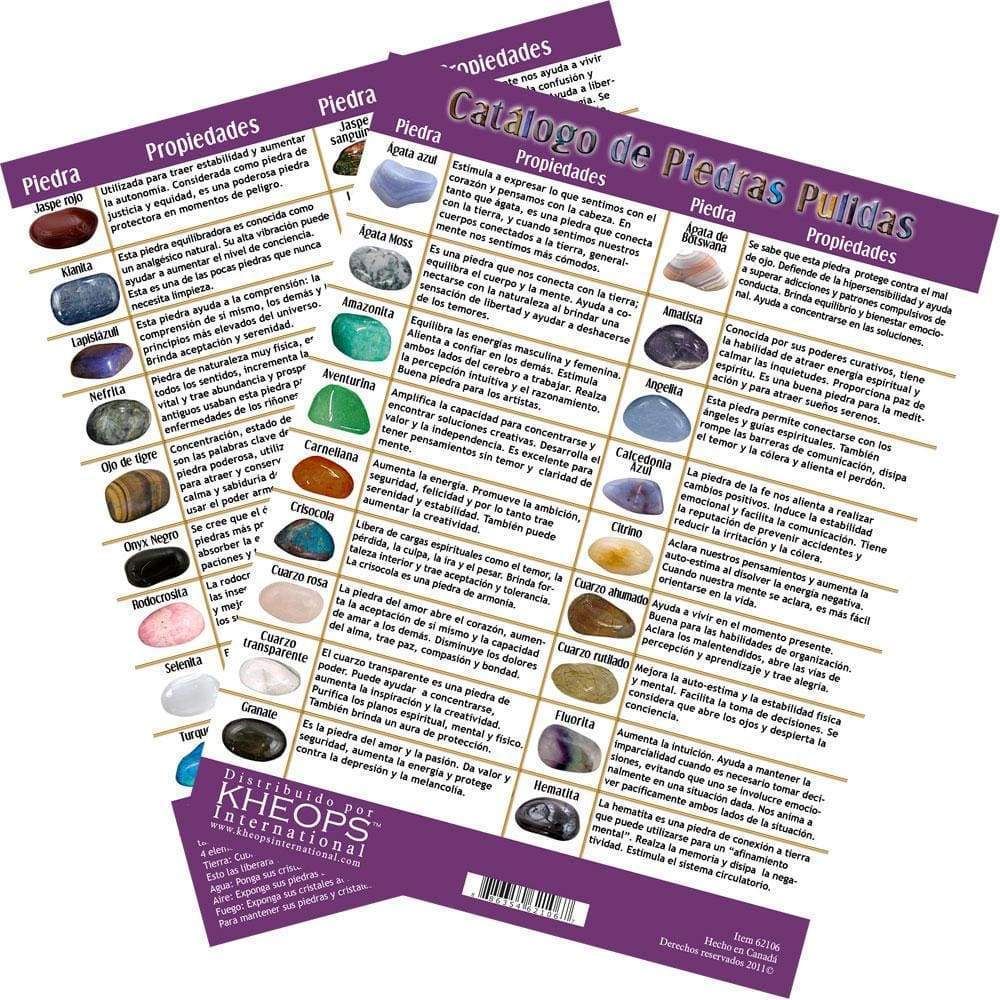 8.5&quot; x 11&quot; Spanish Information Chart - Tumbled Stones #1, SKU KH-62106, UPC 6016205079042