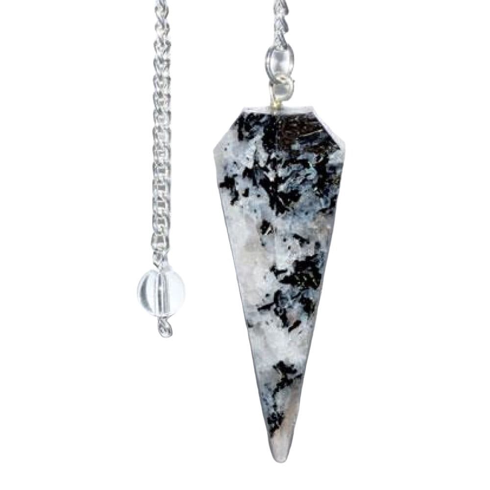 6-Sided Pendulum - Rainbow Moonstone, SKU PEND-27, UPC 6016211062045