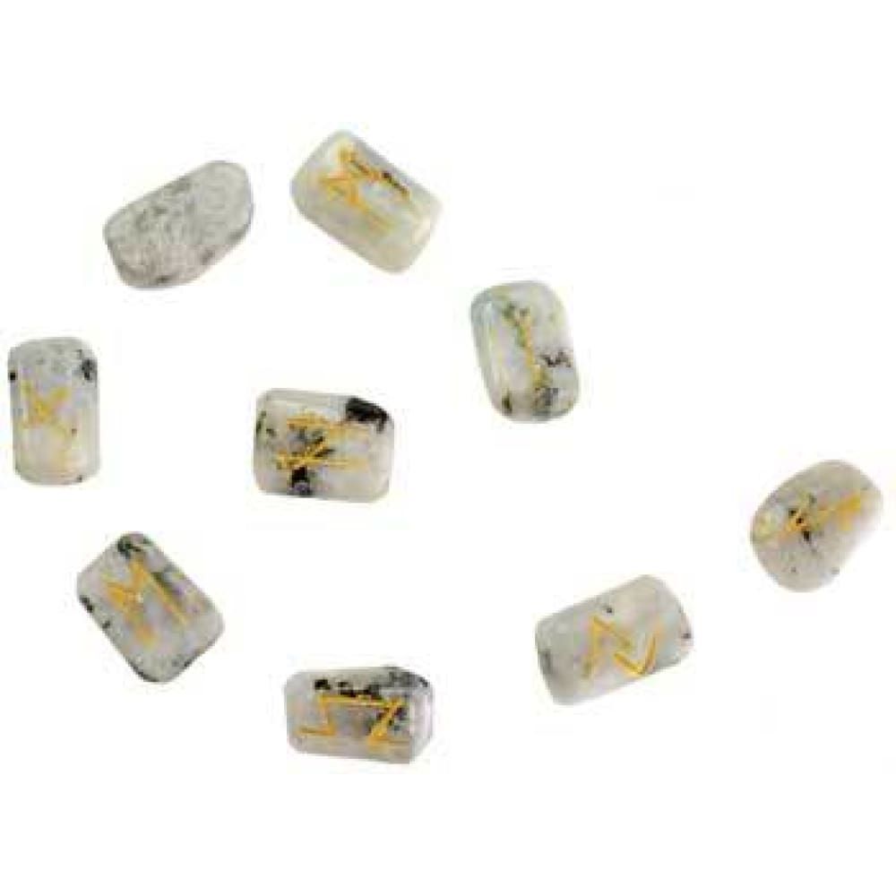 Gemstone Rune Set - White Rainbow Moonstone, SKU Rune-RM, UPC 6016202652606