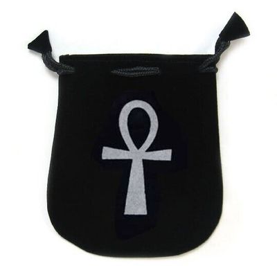 5&quot; x 5&quot; Black Velvet Bag - Ankh, SKU Y020-VBA, UPC 6016205063034