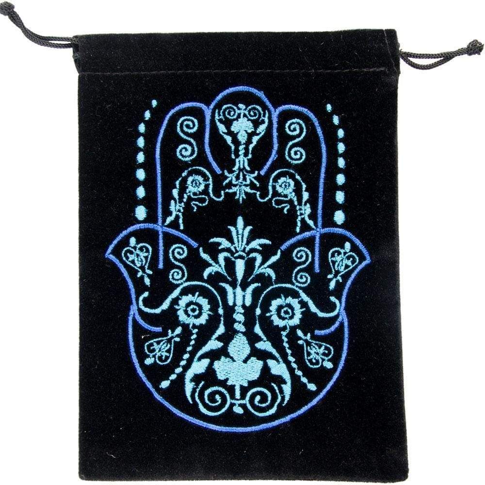 5&quot; x 7&quot; Embroidered Unlined Velvet Bag - Fatima Hand, SKU KH-60152, UPC 6016209769741
