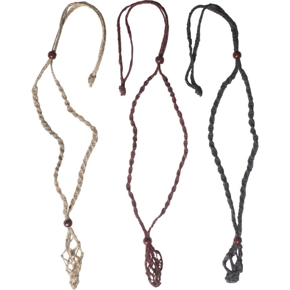 15&quot; Hemp Hippie Necklace for Tumbled Stone - Empty, SKU KH-99287-D6, UPC 6016004341371