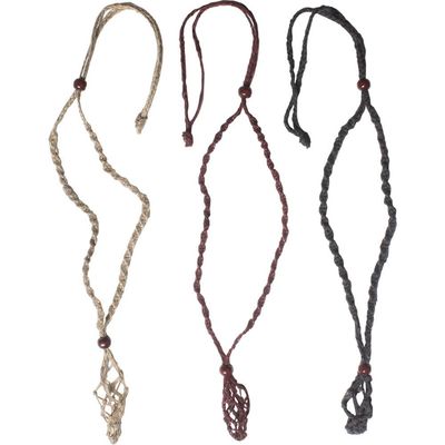 15&quot; Hemp Hippie Necklace for Tumbled Stone - Empty, SKU KH-99287-D6, UPC 6016004341371