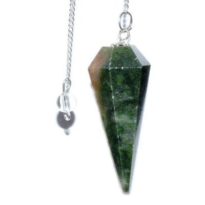 6-Sided Pendulum - Dark Green Agate, SKU PEND-41, UPC 6016200373398