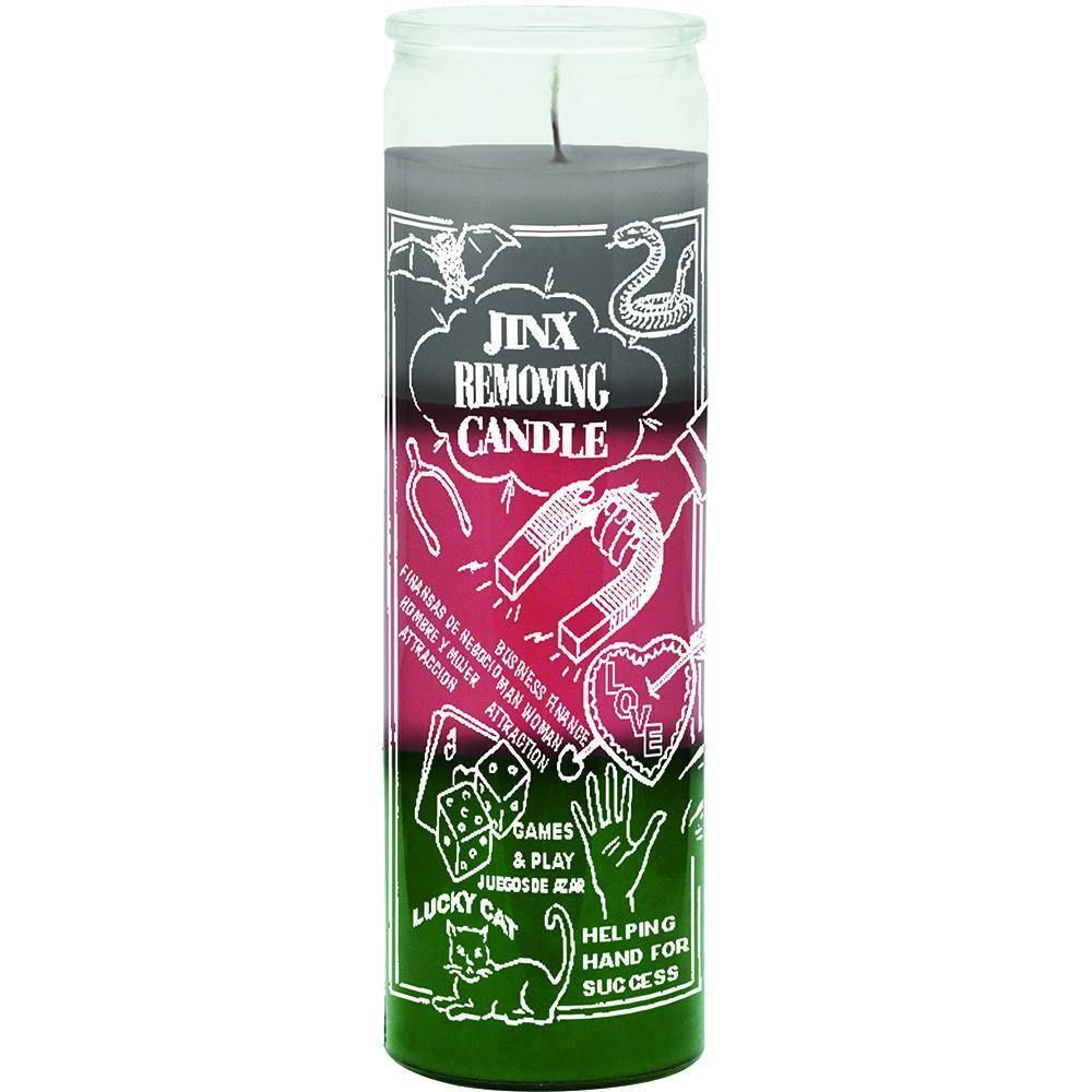 7 Day Glass Candle 3 Color Jinx Removing - Gray / Pink / Green, SKU WP-577-436, UPC 6016233446489