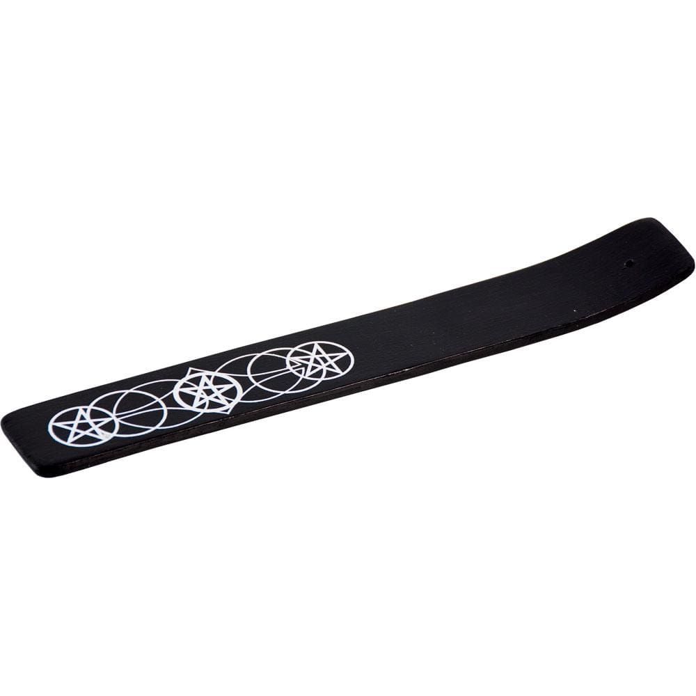 10&quot; Painted Wood Incense Holder - Pentacle - Black, SKU KH-89269, UPC 6016209431402