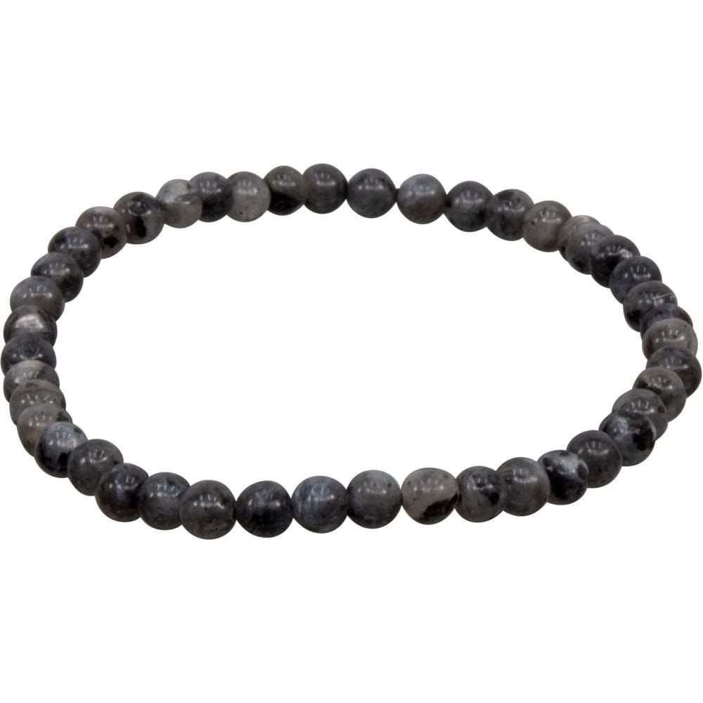 4 mm Elastic Bracelet Round Beads - Black Labradorite, SKU KH-98336, UPC 6016216855871