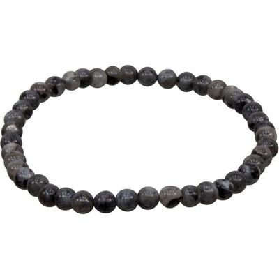 4 mm Elastic Bracelet Round Beads - Black Labradorite, SKU KH-98336, UPC 6016216855871