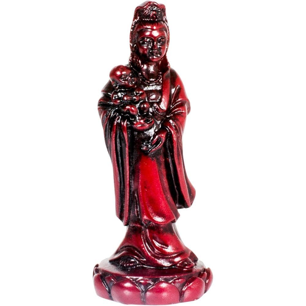 3&quot; Polyresin Redstone Feng Shui Figurine - Quan Yin with Infant, SKU KH-32168, UPC 6016208653690
