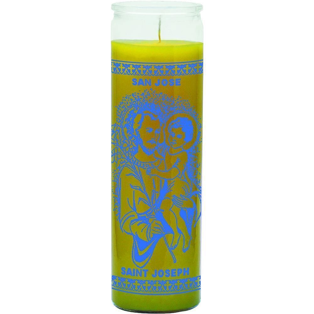 7 Day Glass Candle Religious St. Joseph - Yellow, SKU WP-575-799, UPC 6016205959979