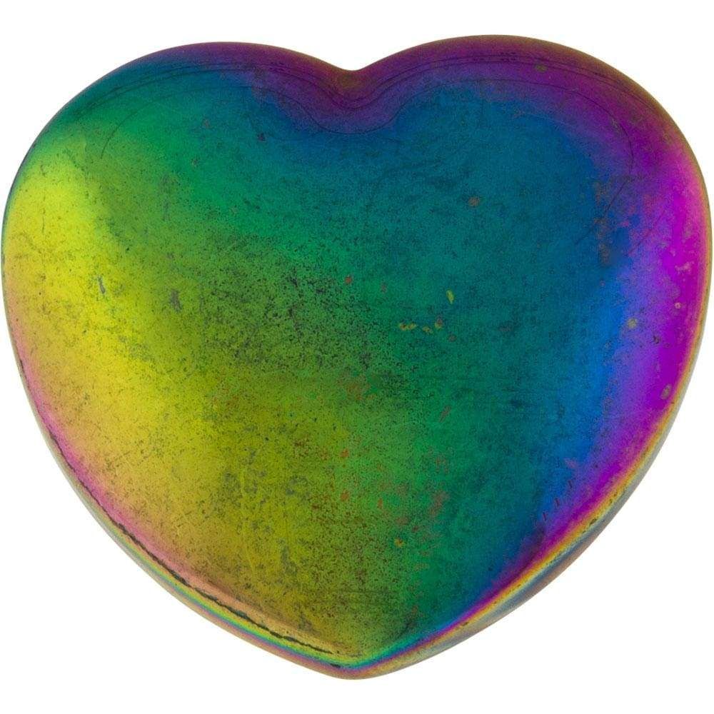 2&quot; Puffed Gemstone Heart - Rainbow Hematite, SKU KH-62411, UPC 6016205585536