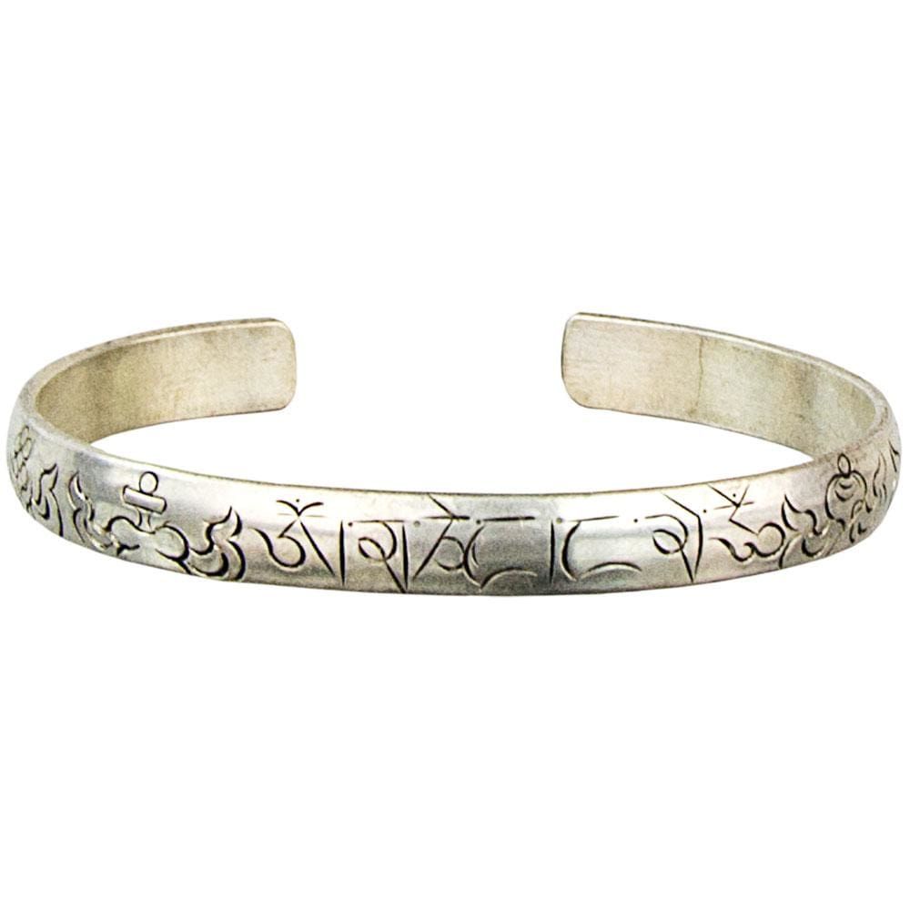 Adjustable Bracelet Silver Finish - Om Mane Padme Hum, SKU KH-95241, UPC 6016209574512
