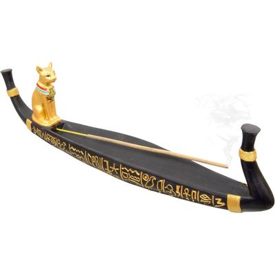 12&quot; Polyresin Incense Holder - Bastet Cat, SKU KH-89331, UPC 6016204095012