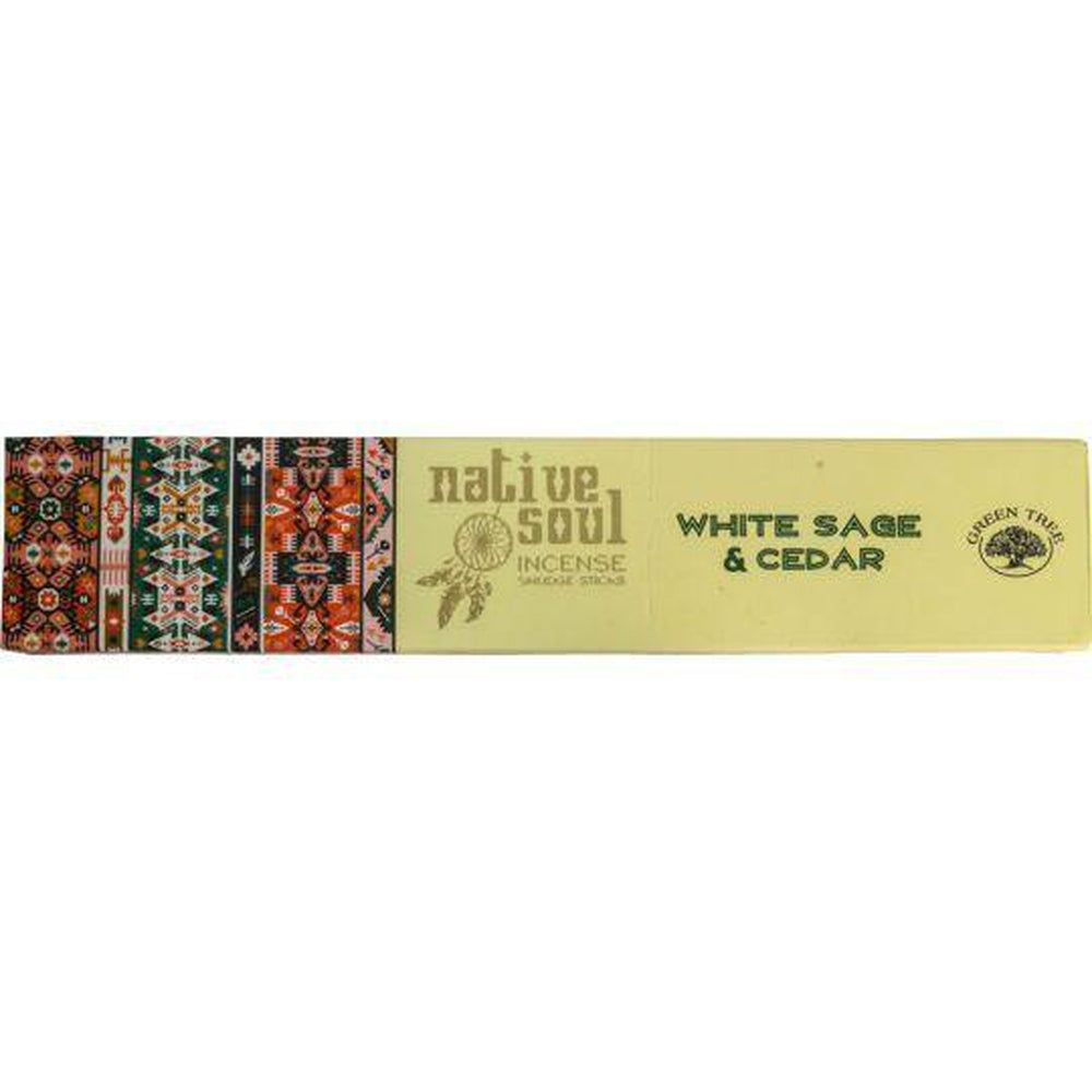 Green Tree Native Soul Incense 15 gram - White Sage &amp; Cedar (Pack of 12), SKU KH-72799, UPC 6016202…