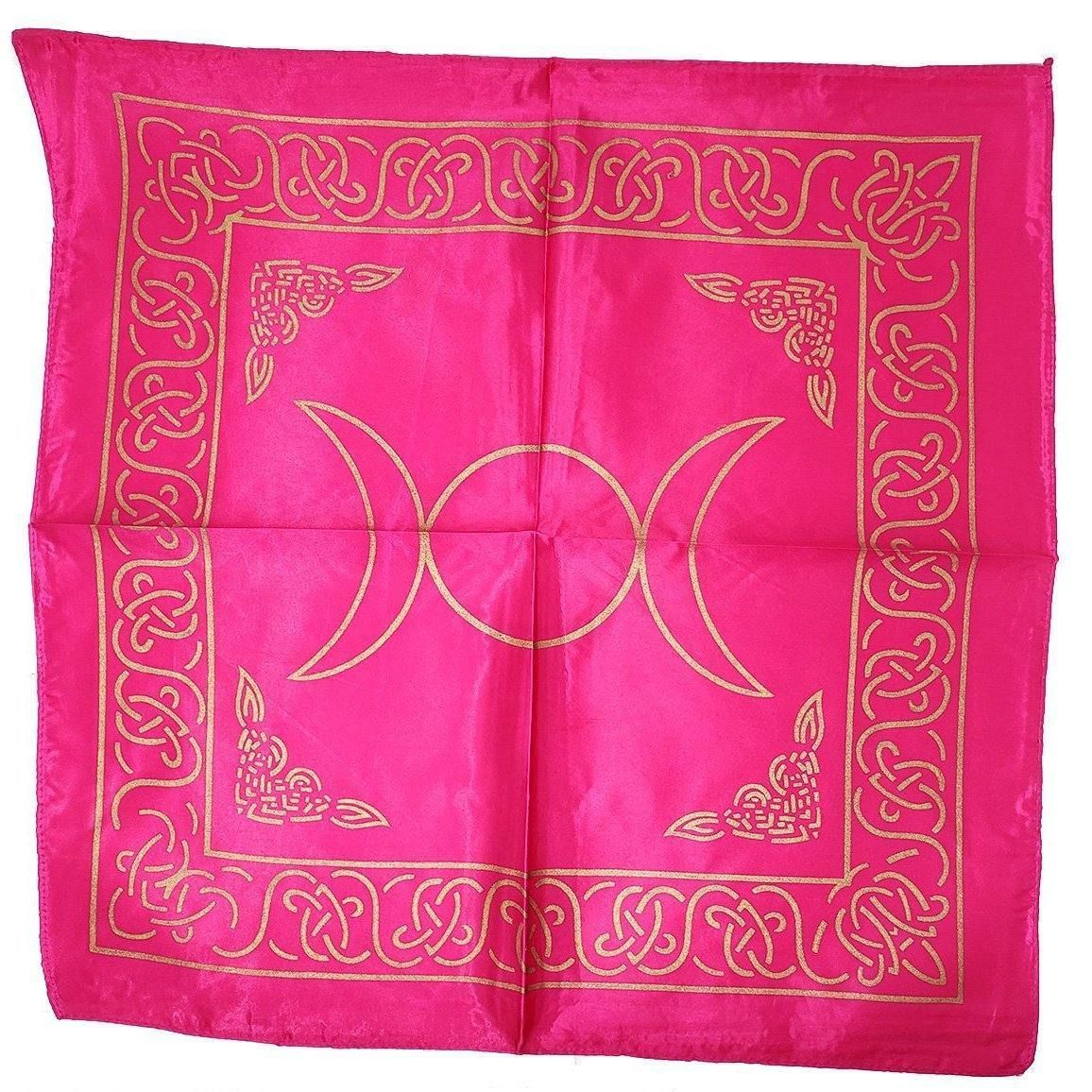 21&quot; Satin Altar Cloth - Triple Moon on Hot Pink &amp; Gold, SKU SC96-HotPink, UPC 6016206337318