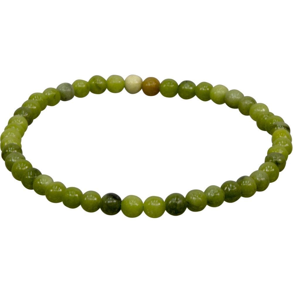 4 mm Elastic Bracelet Round Beads - Chinese Jade, SKU KH-98632, UPC 6016210572576