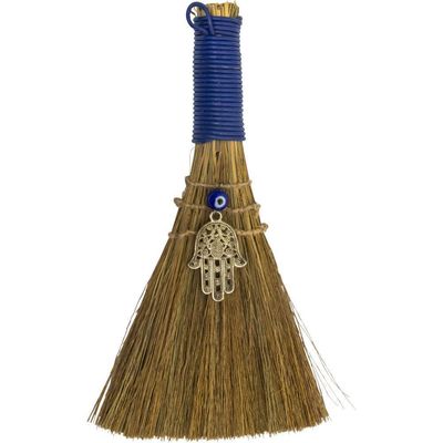 8.5&quot; Wicca Broom - Evil Eye with Fatima Hand, SKU KH-27342, UPC 6016227263238