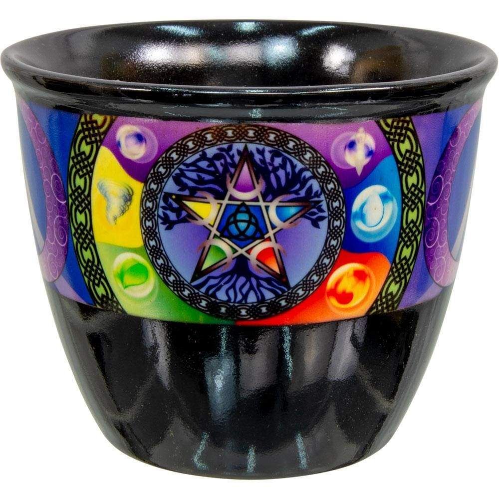 5&quot; Ceramic Smudge Pot - Pentacle, SKU KH-44005, UPC 6016201684615