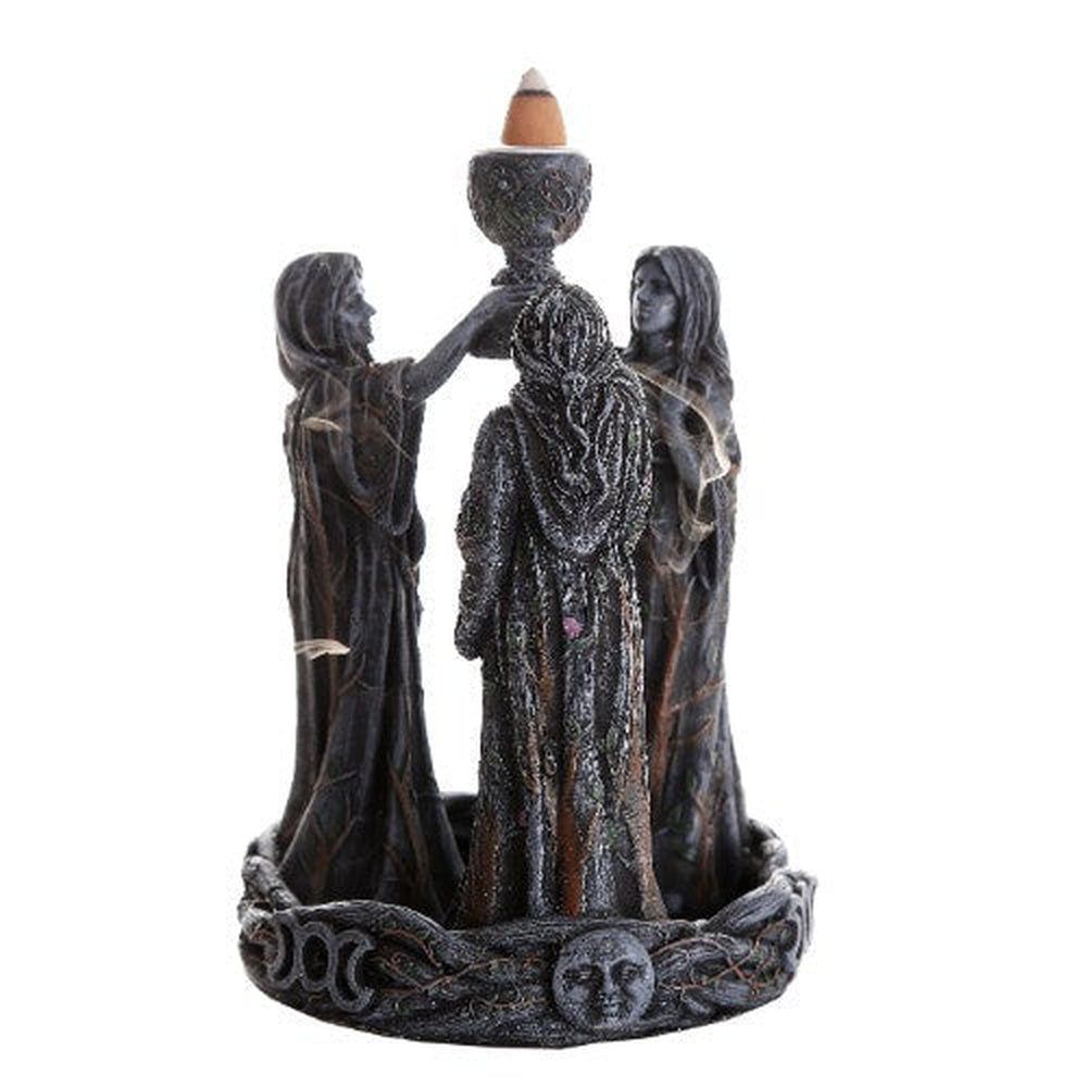 7&quot; Polyresin Backflow Incense Burner - Maiden Mother Crone, SKU PG-11893, UPC