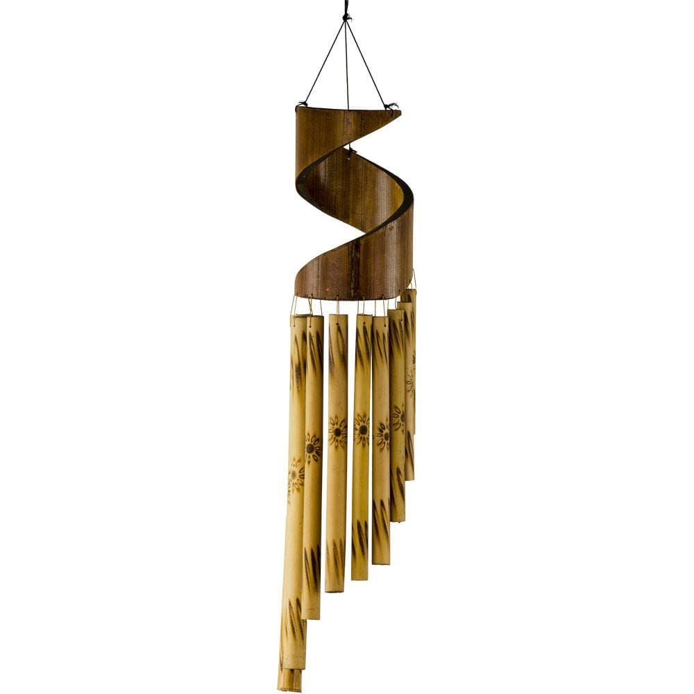 23&quot; Bamboo Wind Chime - Spiral, SKU KH-30141, UPC 6016216414405