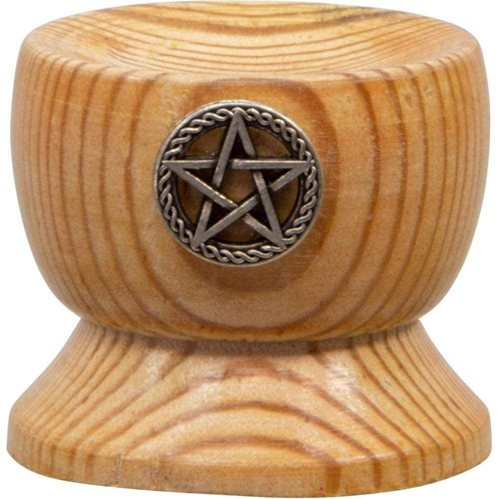 1.25&quot; Wood Sphere Stand - Pentacle, SKU KH-35513, UPC 6016216366353