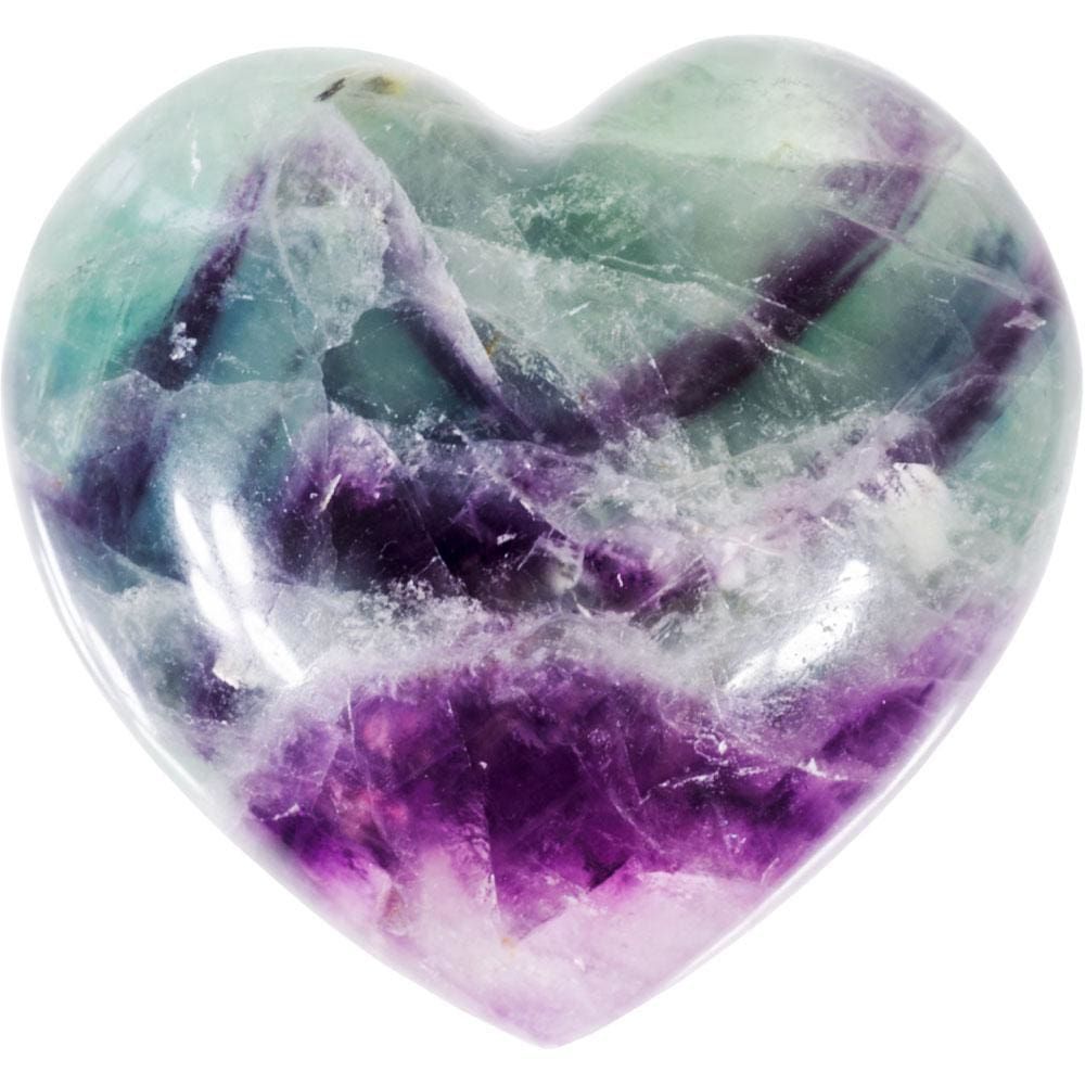 2&quot; Puffed Gemstone Heart - Rainbow Fluorite, SKU KH-62342, UPC 6016201441478