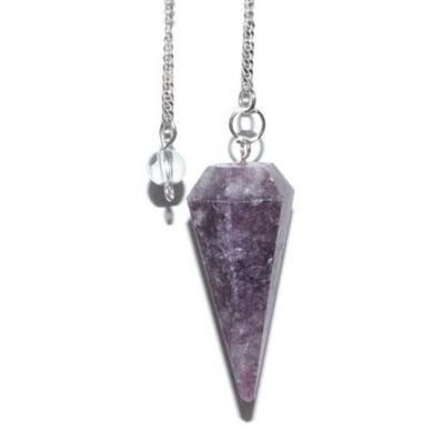 6-Sided Pendulum - Lepidolite, SKU PEND-47, UPC 6016215624614