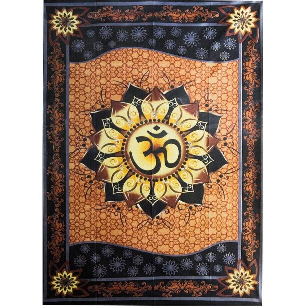 52&quot; x 76&quot; Cotton Tapestry - Om Lotus, SKU KH-57549, UPC 6016209592523