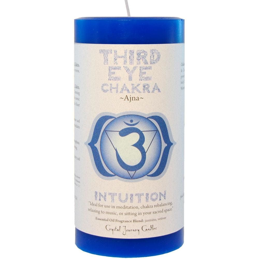 3&quot; x 6&quot; Reiki Charged Chakra Pillar Candle - Third Eye Ajna - Indigo, SKU KH-84504, UPC 60162027157…
