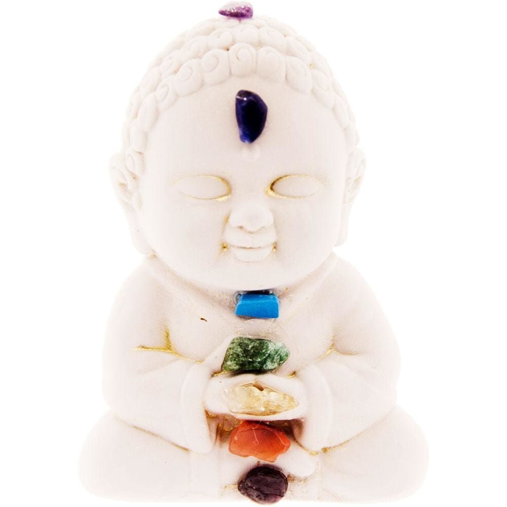 2.5&quot; Gypsum Cement Buddha Figurine - Chakras, SKU KH-12155, UPC 6016205481470