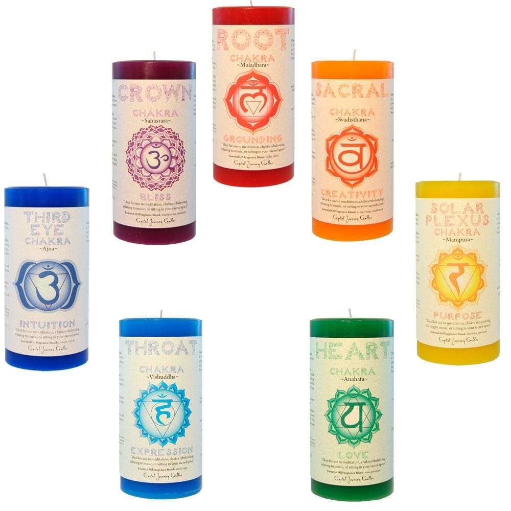 3&quot; x 6&quot; Reiki Charged Chakra Pillar Candle - One of Each (Set of 7), SKU KH-84507, UPC 6016204266238