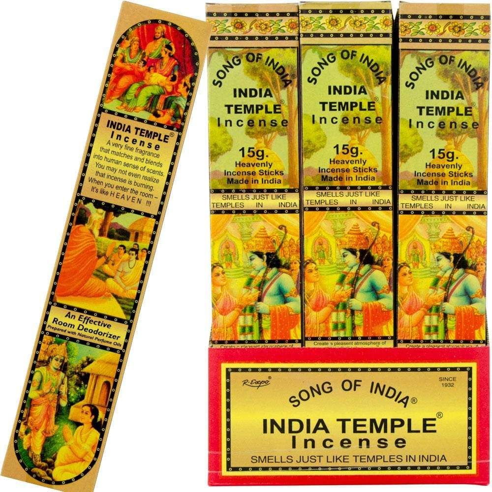 India Temple Incense Display - 15 gram (Set of 24 Packs), SKU KH-72141, UPC 6016209213299