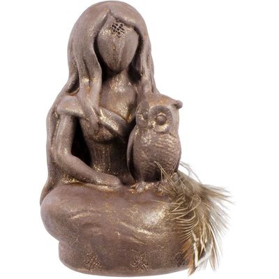 3&quot; Gypsum Cement Figurine - Athena Owl Goddess, SKU KH-12178, UPC 6016205314310