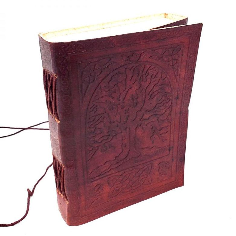 5&quot; x 7&quot; Tree of Life Embossed Leather Journal with Cord, SKU JB75-TOL, UPC 6016246930951