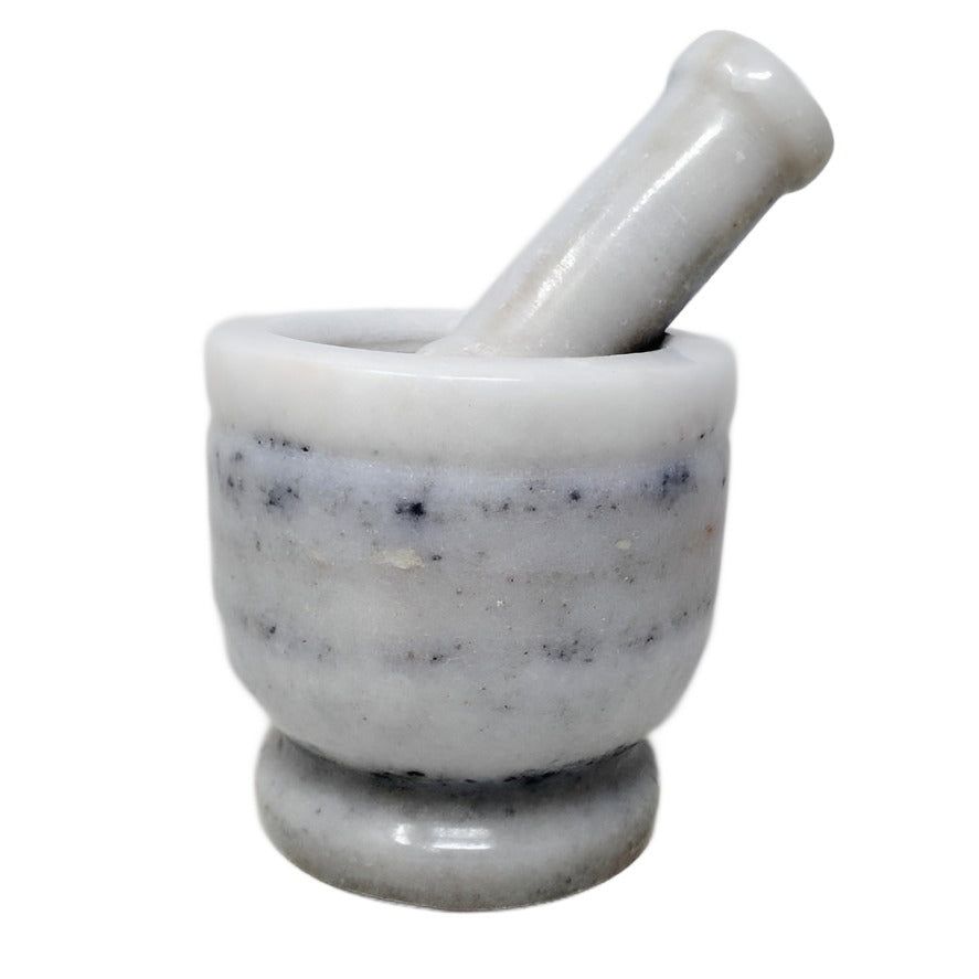 4&quot; White Marble Mortar &amp; Pestle, SKU SOB65, UPC 6016018344320