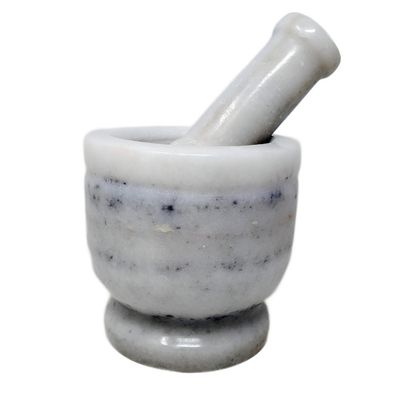 4&quot; White Marble Mortar &amp; Pestle, SKU SOB65, UPC 6016018344320