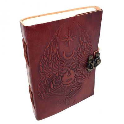 5&quot; x 7&quot; Moon Goddess Embossed Leather Journal with Latch, SKU JB75-GD, UPC 6016209763794