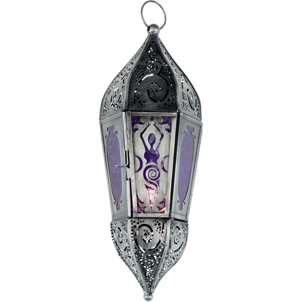 11&quot; Glass &amp; Metal Lantern - Goddess Purple, SKU KH-05230, UPC 6016214081005