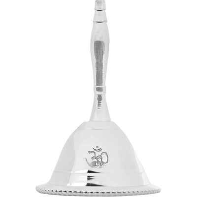 3&quot; Silver Plated Ritual Altar Bell - Om, SKU 105E, UPC 6016201732767